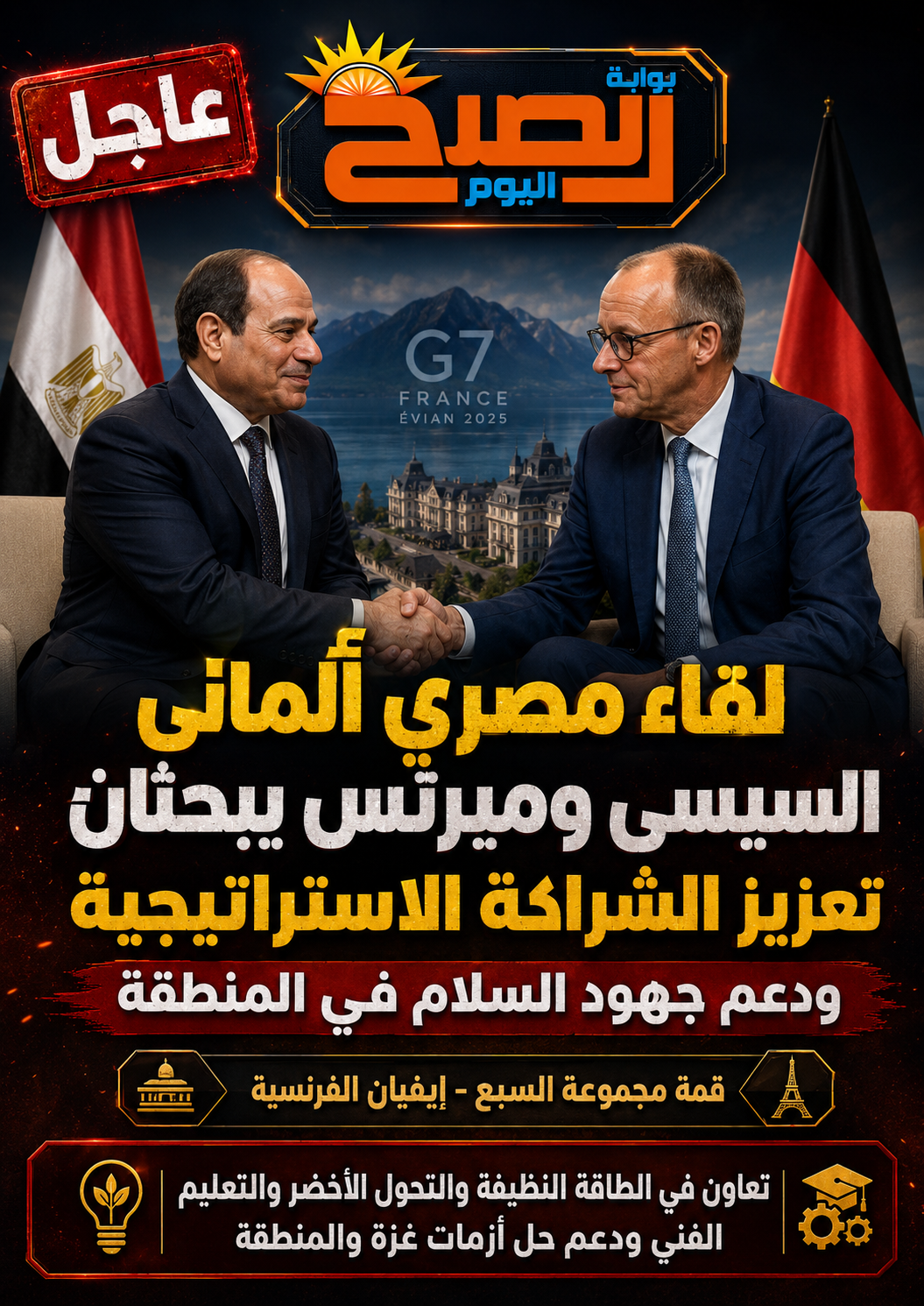 مصر وألمانيا نحو شراكة استراتيجية.. تفاصيل لقاء السيسي وميرتس بقمة مجموعة السبع